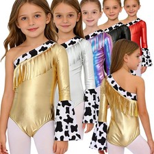 Kids Girls Leotard Costume Bodysuit Birthday Jumpsuit One Shoulder Daily Wear