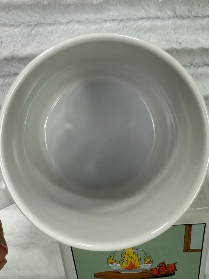 The Far Side Mug 1988 Gary Larson Goldfish Fish Comic Coffee Mug 2 sided W/ Box - Image 3 of 4