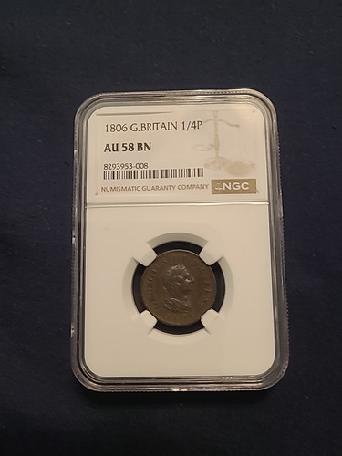 1806 1 Farthing Great Britain 1/4 Pence Au 58 Ngc