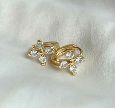 gold huggie hoop earrings 18k Gold Filled high quality flower gold hoop earrings