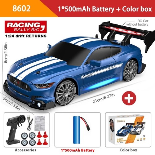 1:24 High Speed RC Drift Vehicle Cars Mustang 4WD Remote Control Racing Car Gift - Picture 8 of 10