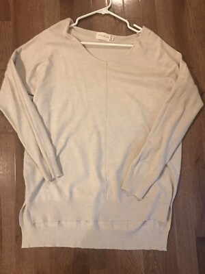 Womens Dreamer Oversized Vneck Sweater Oatmeal Beige Size S/m
