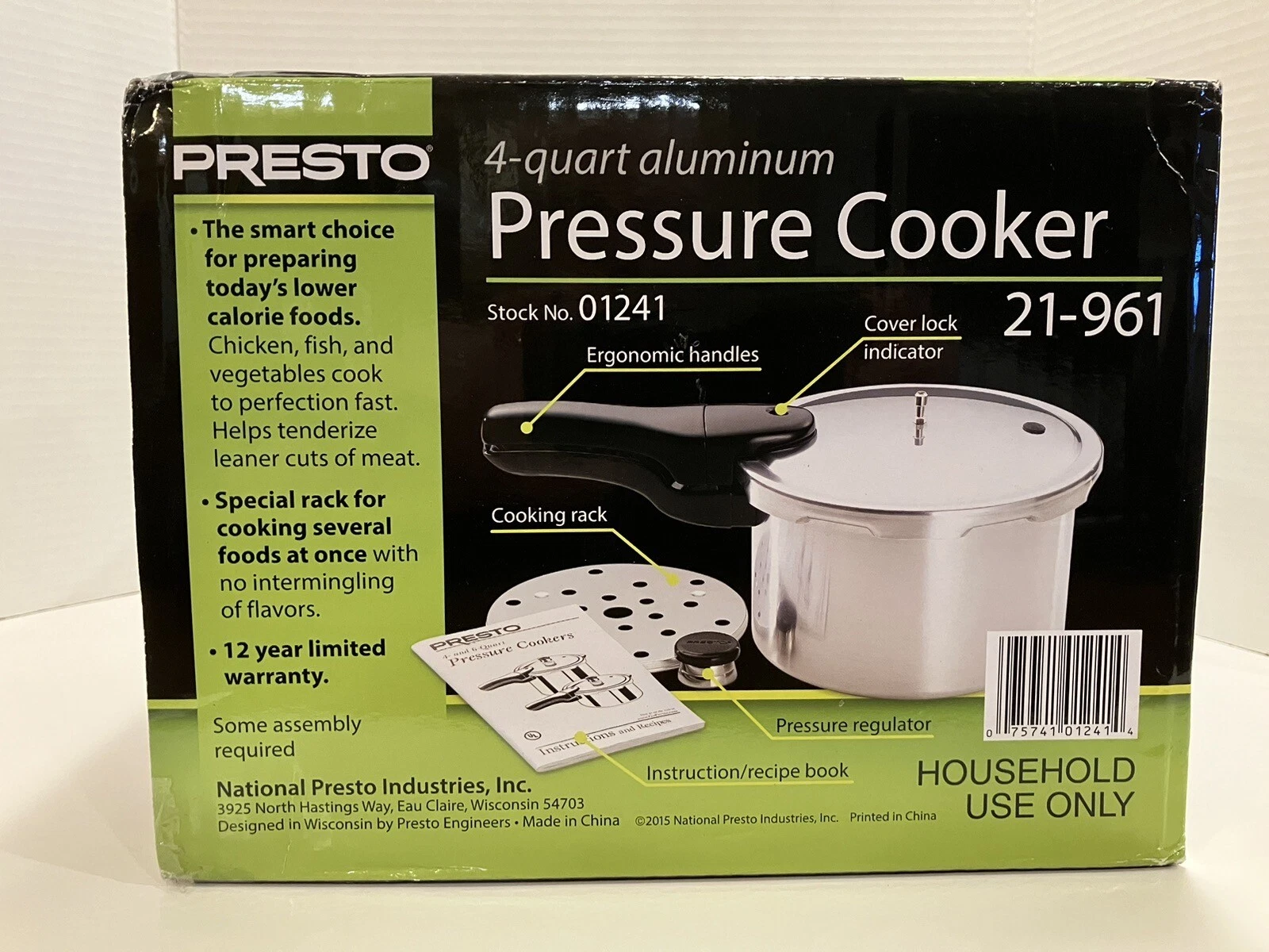 Presto 4-Quart Aluminum Pressure Cooker 01241
