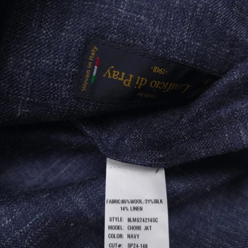 Bloomingdales Wool Chore Jacket Mens 42R Navy Blue Melange Micro Hopsack  image 8