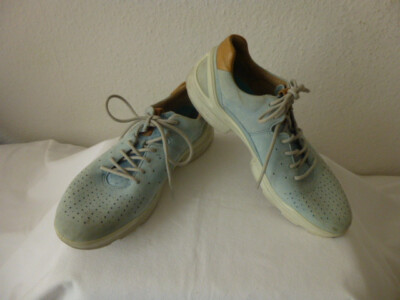 Ecco Halbschuhe Sneaker Comfort Damen Gr.38-39 echtes Leder in blau schön!