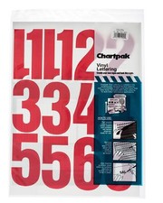 Chartpak Self-Adhesive Vinyl Numbers, 4 Inches High, Red, 23 per Pack 01194