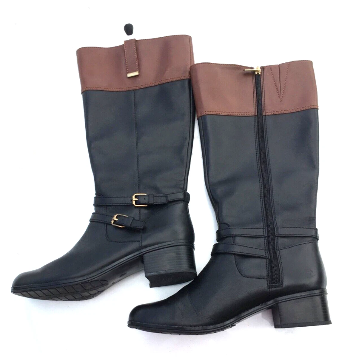 Bandolino Carlotta Black Tan Knee High Boot Size 8.5 M