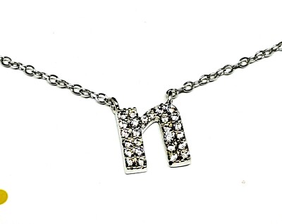 Neu mit Etikett Nordstrom Gestell Sterlingsilber CZ ''N'' Initiale Untergehäuse Kette Halskette