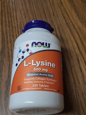 Now Foods L-Lysine 500 mg 250 Tablets GMP Quality Assured Vegan, Vegetarian 1/28