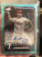 2024 Topps Chrome ORION KERKERING Aqua Wave Refractor, Rookie Auto! #'d /199!