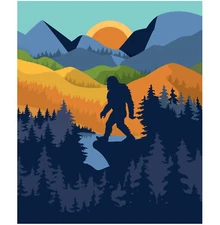 FLEECE Bigfoot Scene Snuggle Fleece Blanket 50"x60" camping sasquatch kids adult