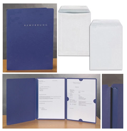6 Dossier de Candidature PAGNA Sélectionnez / 3-teilig Avec En Bleu + Enveloppes