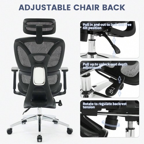 Ergonomic Office Chair Footrest Reclining High Back Mesh Dynamic Lumbar Support - Picture 6 of 7