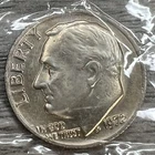 1972 Roosevelt Dime 10 Cent Coin No Mint Mark In Cello