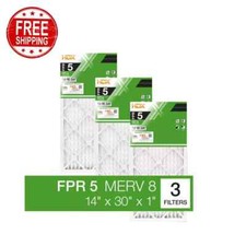 14 x 30 x 1 Standard Pleated Air Filter FPR 5, 3-Pack, Air Filters Replacement