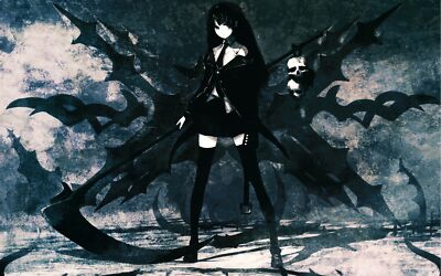 Anime girls standing dark hair huke death scythe black Playmat Game Mat Desk