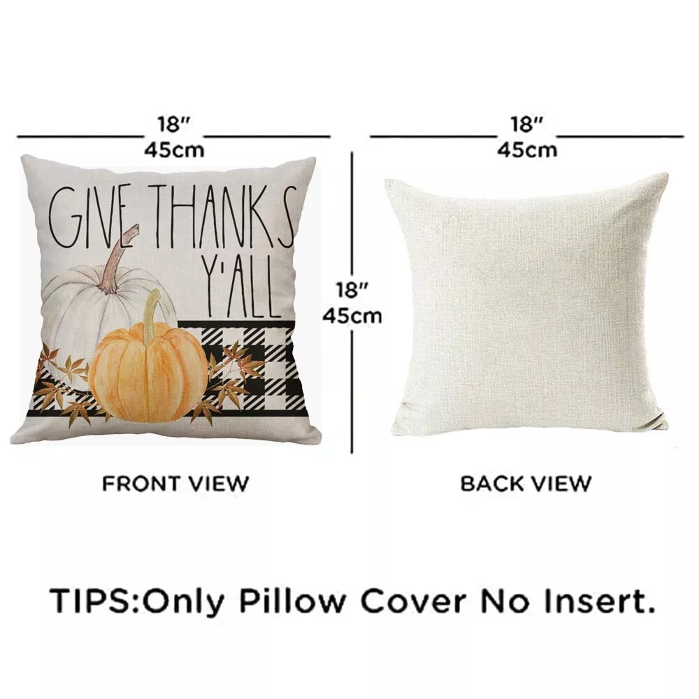 Fall Pillow Covers 18x18 Inch Thanksgiving Autumn Decorations