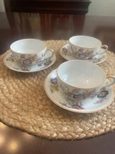 Haviland Lorraine Cup & Saucer Limoges France Set Of 3 Cups And Saucers