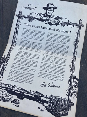 Vintage Kit Carson CocaCola Bandana Paper Brochure 1950s | eBay