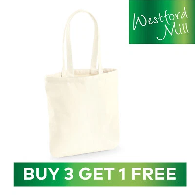 WESTFORD MILL Eco Friendly Cotton Tote Shopper Bags Top Raw Natural 42x38 Capacity 15 Litres