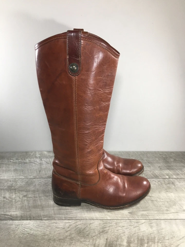 Womens Frye #77167 Melissa Button Leather Equestrian Riding Biker Boots Size 7.5 - Image 2 of 4