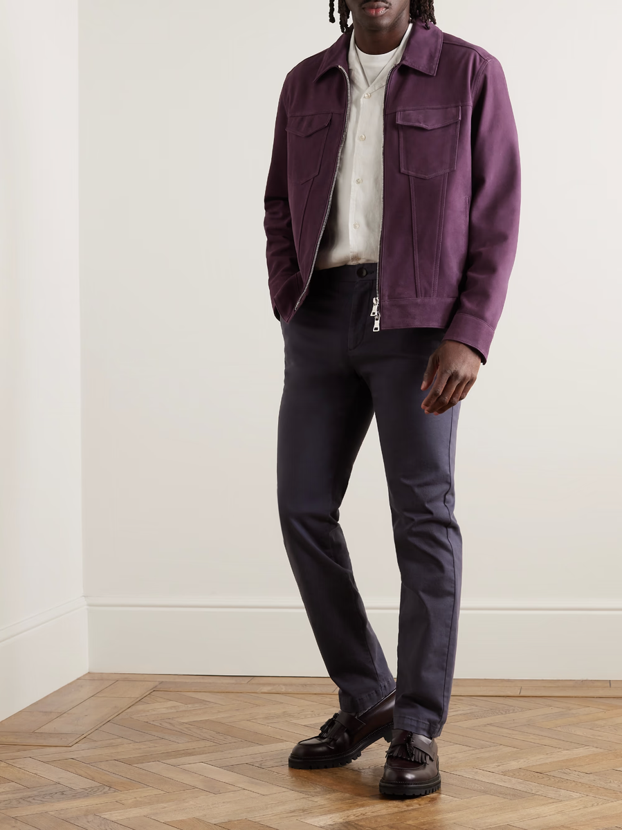 Leather Jacket Men Purple Suede Cafe Racer Size XS S M L XL XXL 3XL Custom  Made