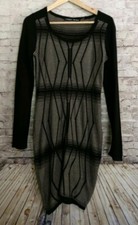 Ivanka Trump Sweater Dress Small Black/Tan Long Sleeve