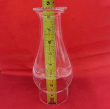VTG BEADED TOP GLASS OIL HURRICANE LAMP CHIMNEY GLOBE SHADE 8.5" HIGH 3" BASE 
