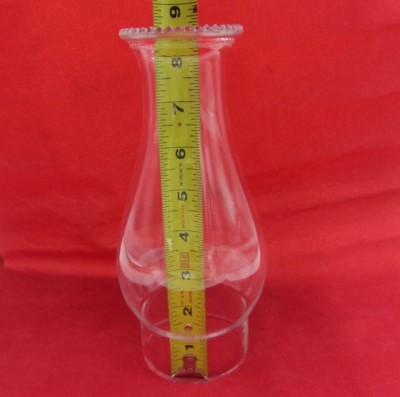 #ad VTG BEADED TOP GLASS OIL HURRICANE LAMP CHIMNEY GLOBE SHADE 8.5quot; HIGH 3quot; BASE $21.99