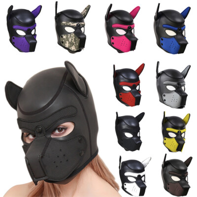 Pup Masks Puppy Hood Mask W/ Many Faces Latex Rubber Cosplay Costume Full Head