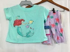 New Disney Princess Ariel Girls Short Sleeve Pajama Sleep Set Turquoise SZ 4