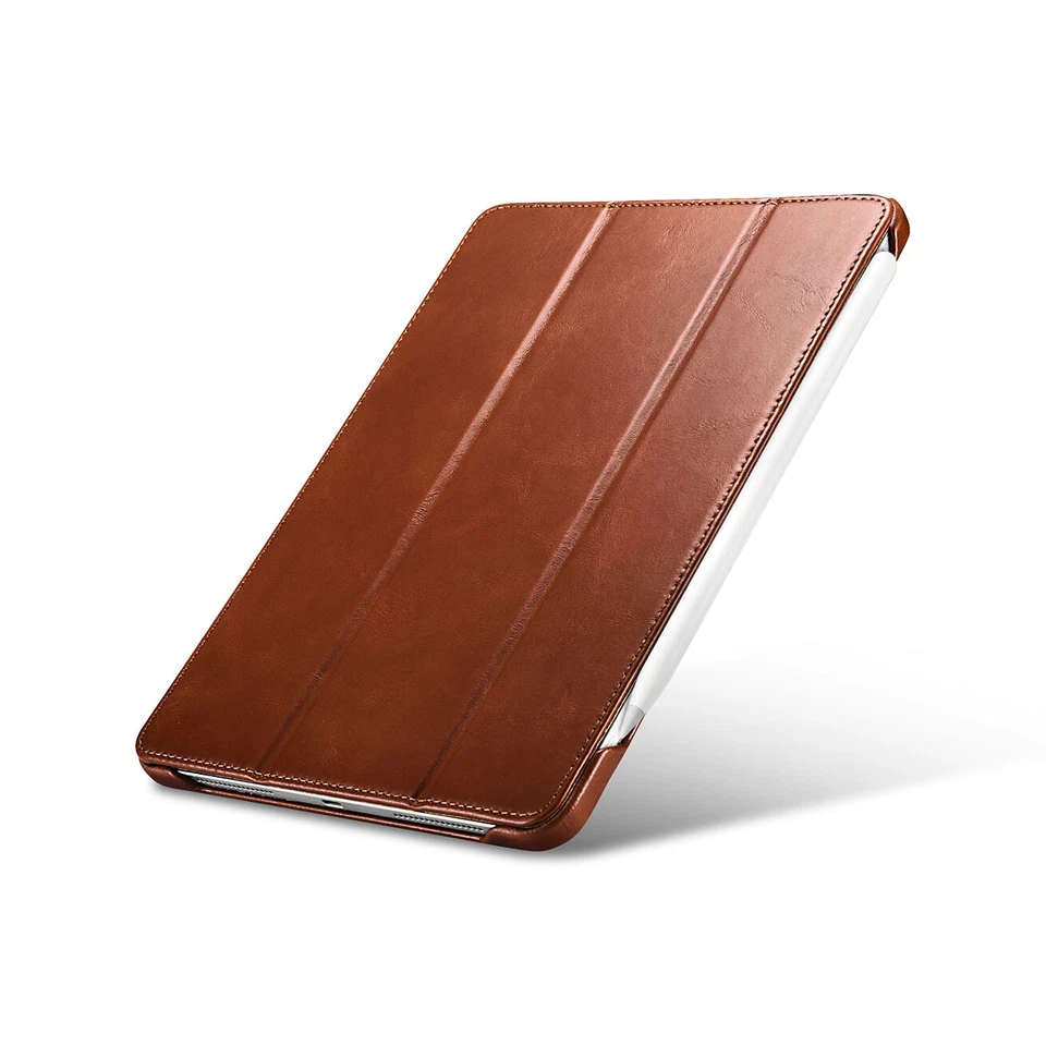 NEW Luxury ICARER GENUINE Leather Tri-Fold Stand Smart Case Cover For Apple iPad - Image 3 of 4