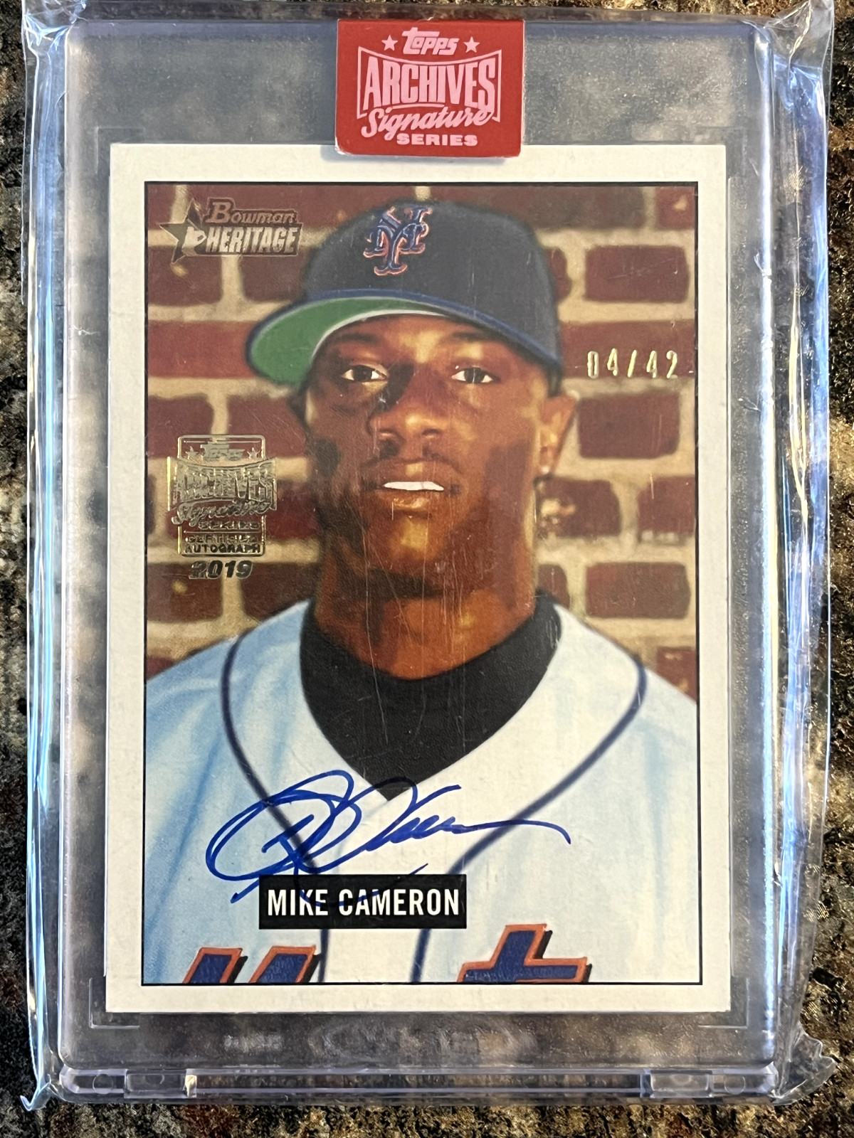 Mike Cameron 2019 Topps Archives Signature 2005 Bowman Heritage Auto 04/42