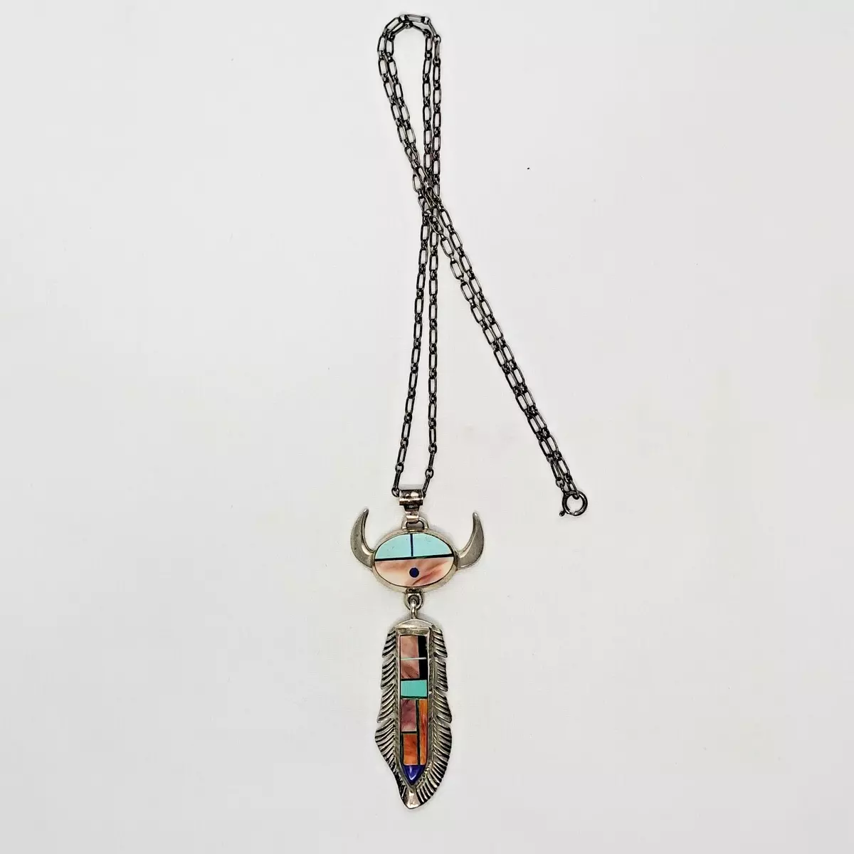 Frank Yellowhorse Navajo Silver Stone Inlay 3.25