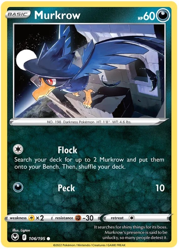 Murkrow Pokemon TCG Card 106/195