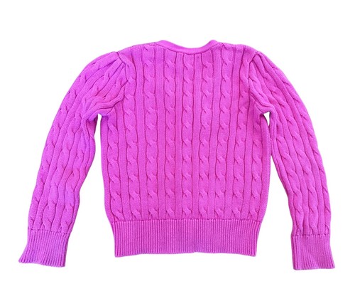 AUTHENTIC POLO RALPH LAUREN TODDLER GIRLS CARDIGAN SWEATER 6 PINK BOW CABLE-KNIT - Picture 4 of 4
