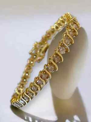 5Ct Round Cut Lab Created Diamond Women's Tennis Bracelet 14K Yellow Gold Plated