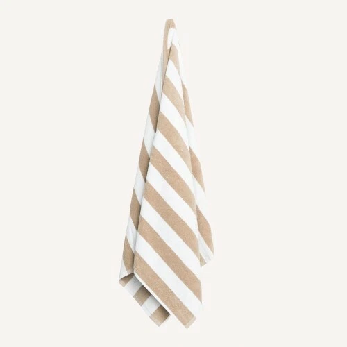Latte Striped Hotel Pool Towel | Bnb Supplies