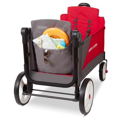 Radio Flyer, Discovery Stroll 'n Wagon with Canopies, Folding Wagon, Size: 44 Large x 39 W x 24.5” H, Red