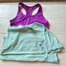 Girls Reebok Purple Speedwick Tank & Simply Southern Seafoam Turtle Tee Bundle S