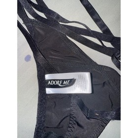 Adore Me Black Cage Strappy Lingerie Set Bra 36C and Thong Underwire Sexy