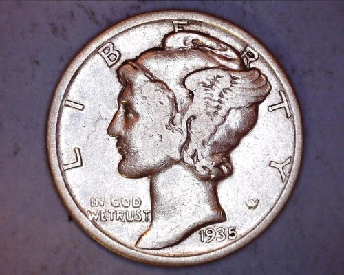 1935-S Mercury Head Silver Dime  VF **122-6C