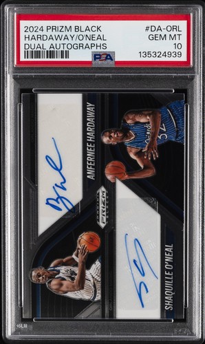 2024 PANINI PRIZM BLACK DUAL AUTOS ANFERNEE HARDAWAY/SHAQUILLE O\'NEAL PSA 10