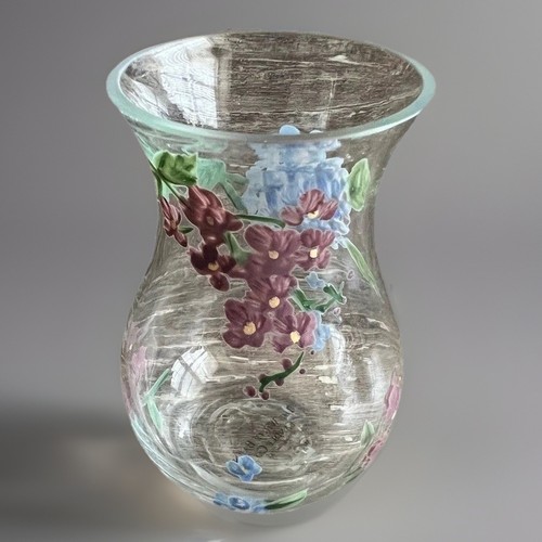The White Barn Candle Co. Hand Painted Miniature Floral Glass Candle Holder Vase