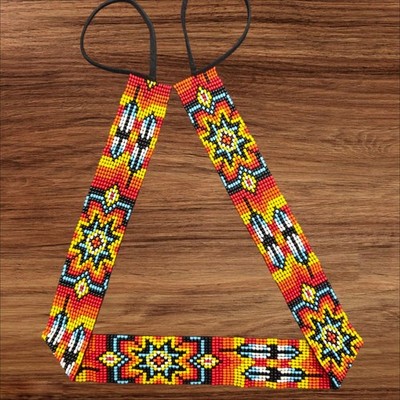 Beaded Hat Band Geometric Southwestern Pattern Cowboy Rode Handmade hatband
