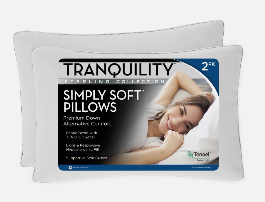 Tranquility Down Alternative Pillow 2 Pack Soft Tencel 400TC Hypoallergenic