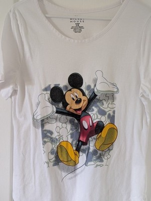 Disney Shirt Women  White Mickey Mouse Graphic Scoopneck Short Sleeve T-Shirt 1X