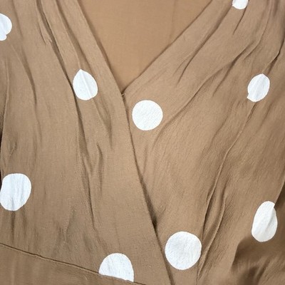 Maeve Anthropologie Bernice Polka Dot Wrap Midi Dress Brown Size 6 | eBay