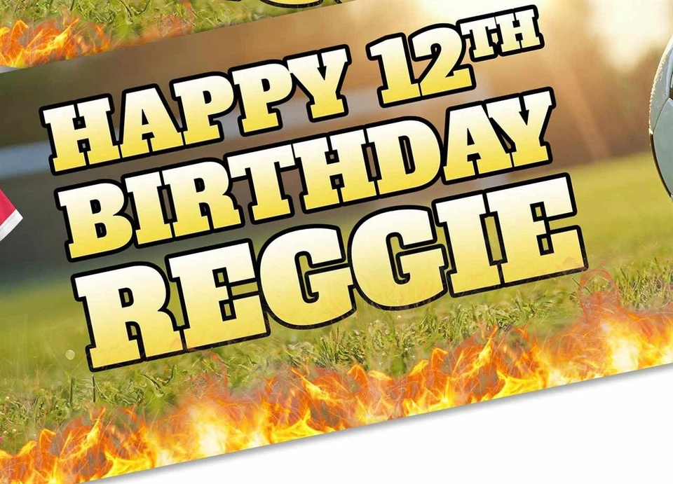 Banner Cumpleaños Fútbol Personalizado Cualquier Nombre Edad Equipo - Personalizado Niños Fiesta 2 Foto 2 de 4