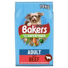 BAKERS Superfoods Adult Dry Dog Food Beef with Vegetables 14kg Pack 2.07 per kilo
